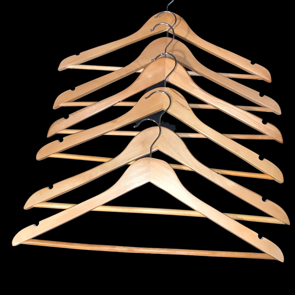 Unbranded Closet Accessories One Size Beige Wooden Hangers with Silver Hooks